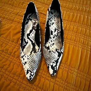 Zara Black and White Snakeskin Heels